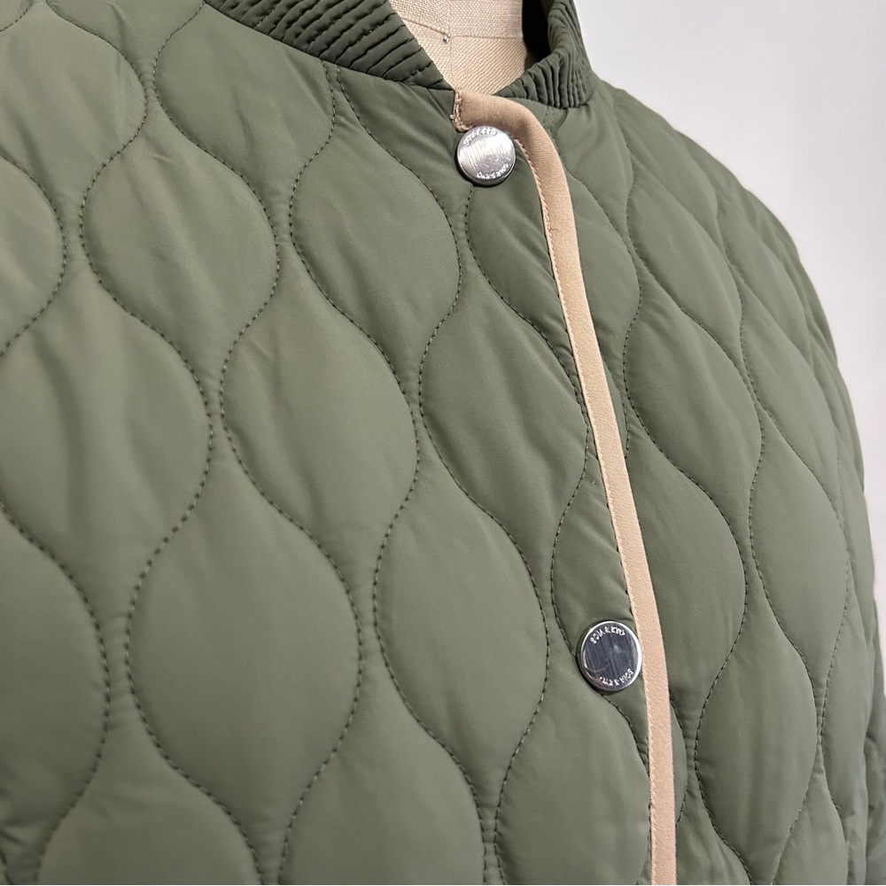 Soia & Kyo Olive Green Quilted Puffer Jacket with Beige Trim - Picture 3 of 7